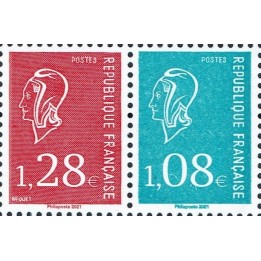 France - 5535 Paire Horizontale R+B - 50 ans de la Marianne de Bequet