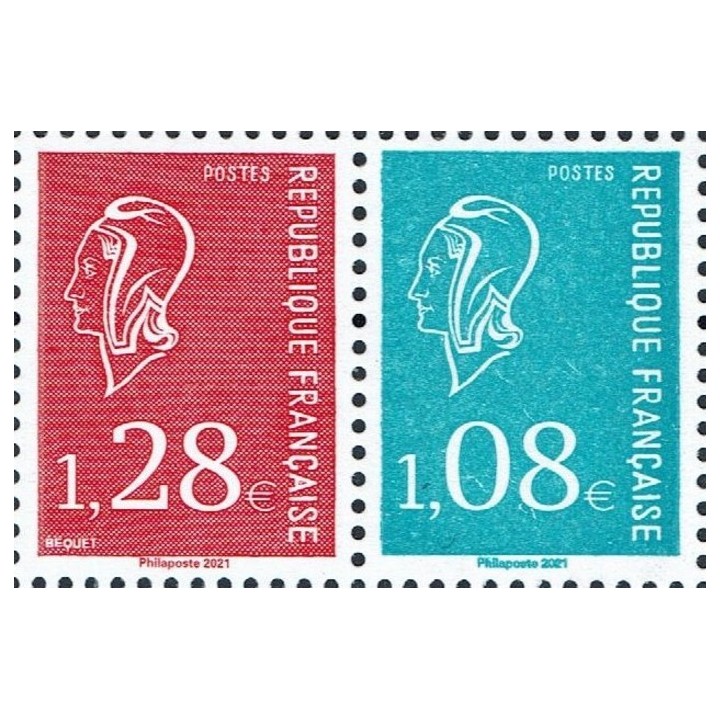 France - 5535 Paire Horizontale R+B - 50 ans de la Marianne de Bequet