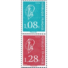 France - 5535 Paire Verticale B+R - 50 ans de la Marianne de Bequet