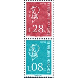 France - 5535 Paire Verticale R+B - 50 ans de la Marianne de Bequet