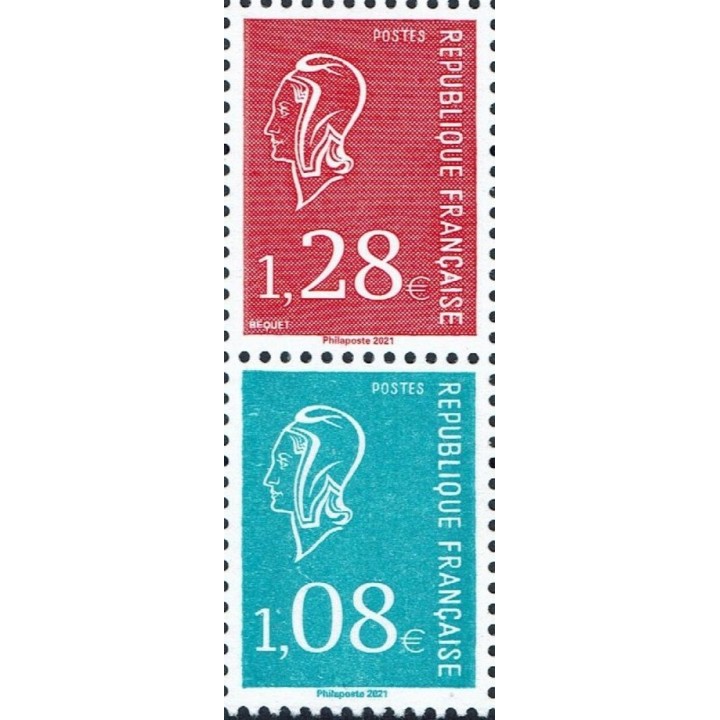 France - 5535 Paire Verticale R+B - 50 ans de la Marianne de Bequet