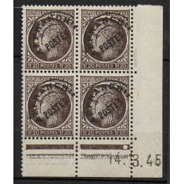 France - Préoblitéré 091 Coin Daté (14/03/1945)