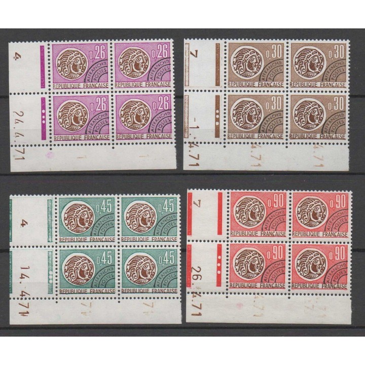 France - Préoblitéré 130 à 133 Coin Daté