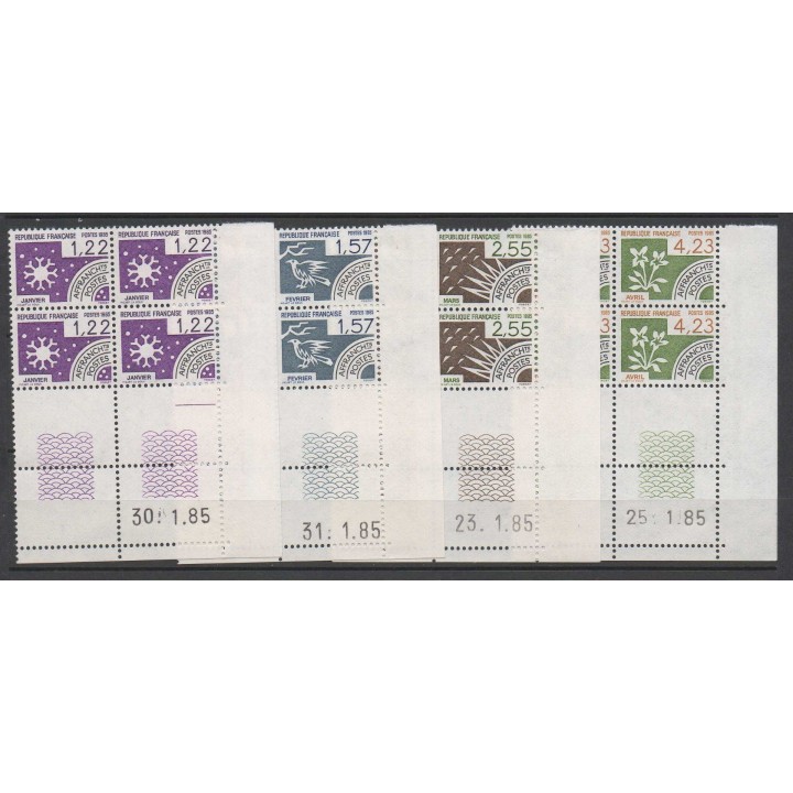 France - Préoblitéré 186 à 189 Coin Daté