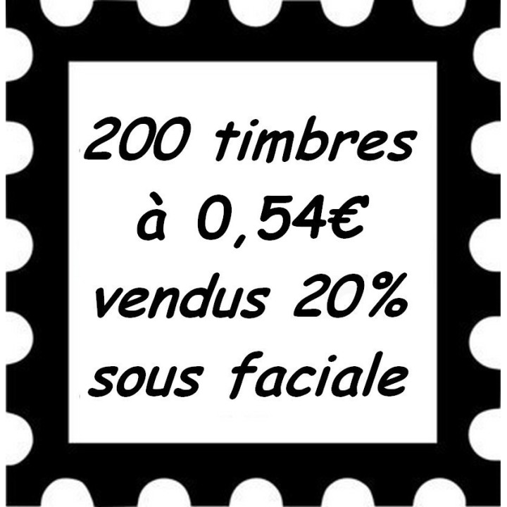 Lot de 200 timbres à 0,54 Euros