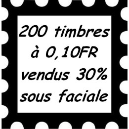 Lot de 200 timbres à 0,10 Franc