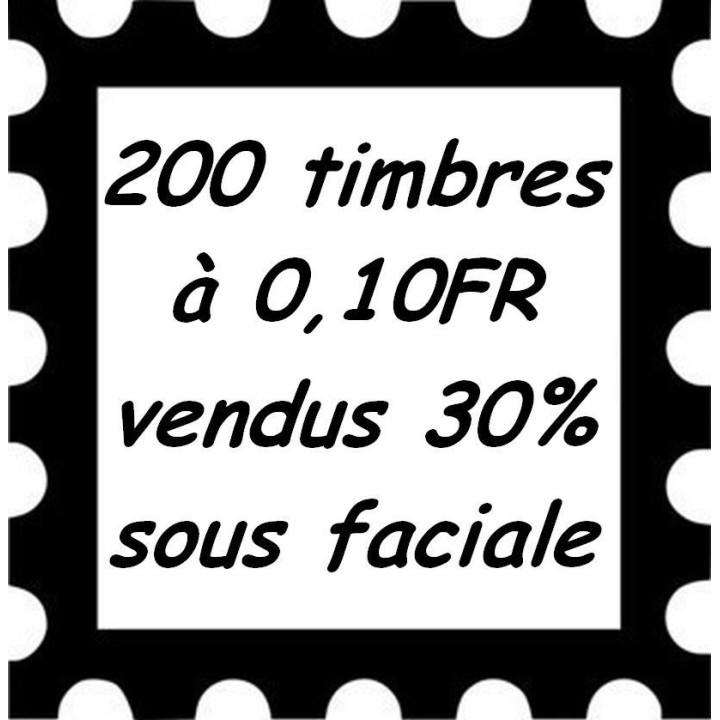 Lot de 200 timbres à 0,10 Franc
