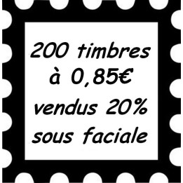 Lot de 200 timbres à 0,85 Euros