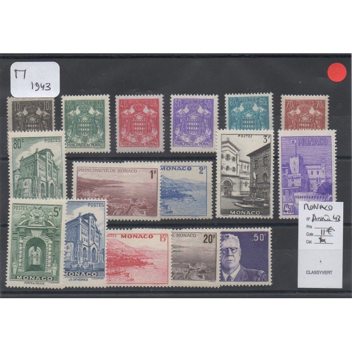 Monaco - Année Complète 1943