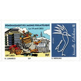 Nouvelle-Caledonie - 1404C Autoadhésif « Déménagement de l\'agence de Noumea - Cagou Bleu »