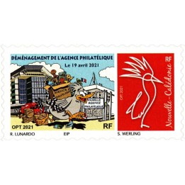 Nouvelle-Caledonie - 1404B Autoadhésif « Déménagement de l\'agence de Noumea - Cagou Rouge »